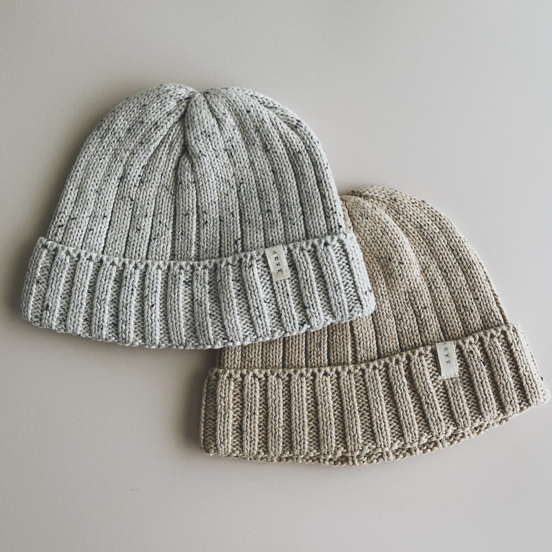 Organic Knitted Beanie - Cloud Speckled