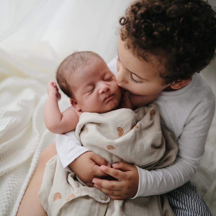 Organic Muslin Swaddle Blanket - Rainbows