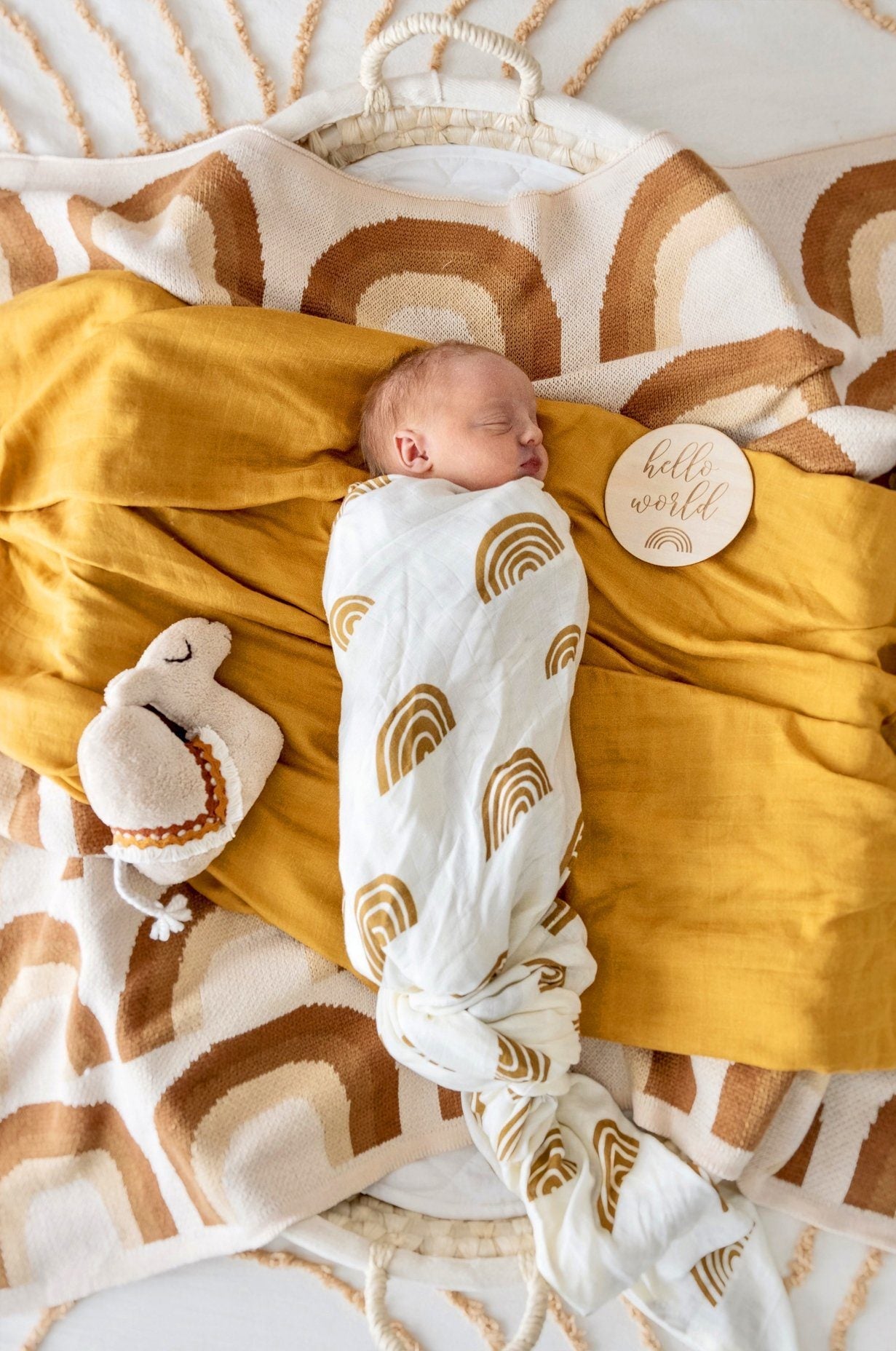 Organic Swaddle | Rainbows - Ivory + Umber