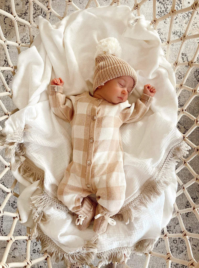 Beanie - Caramel (Gingham)