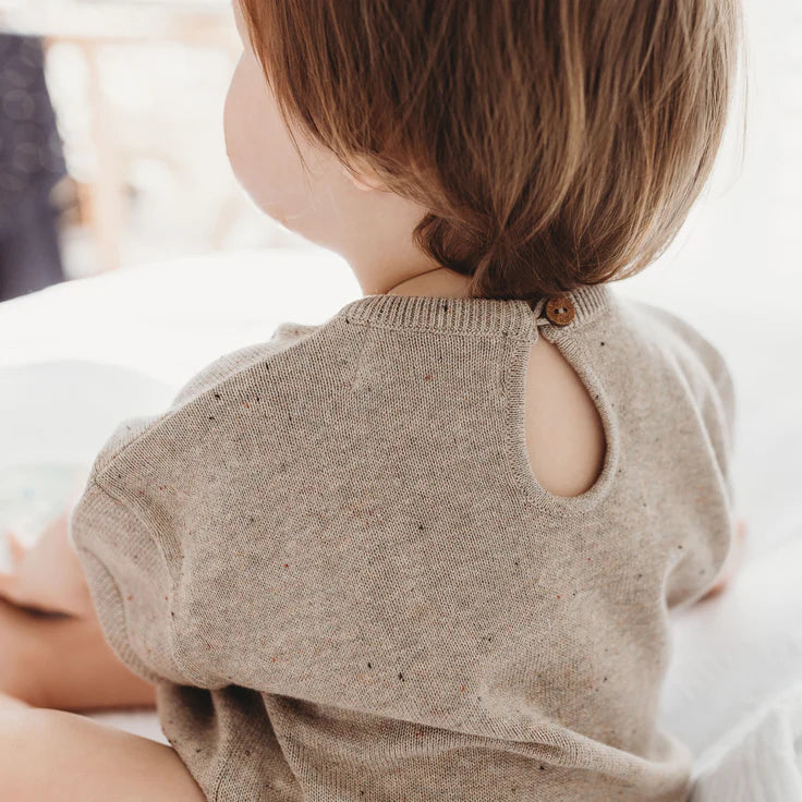Box Knit Romper - Almond