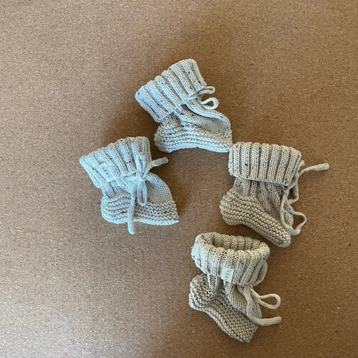 Organic Knitted Baby Booties - Cloud Speckled