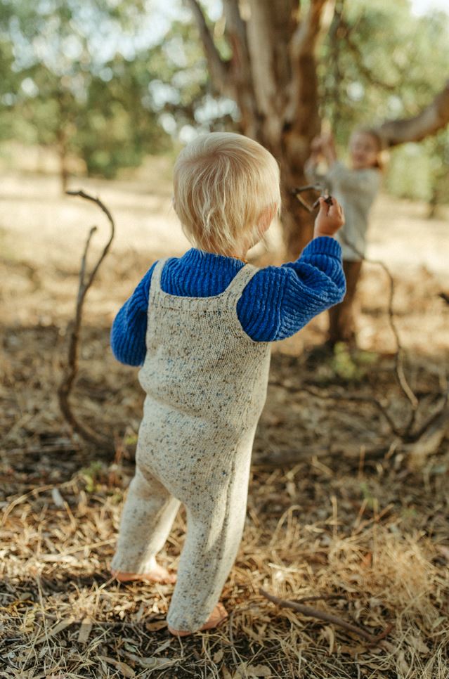 Organic Funfetti Knit Overalls - Sea