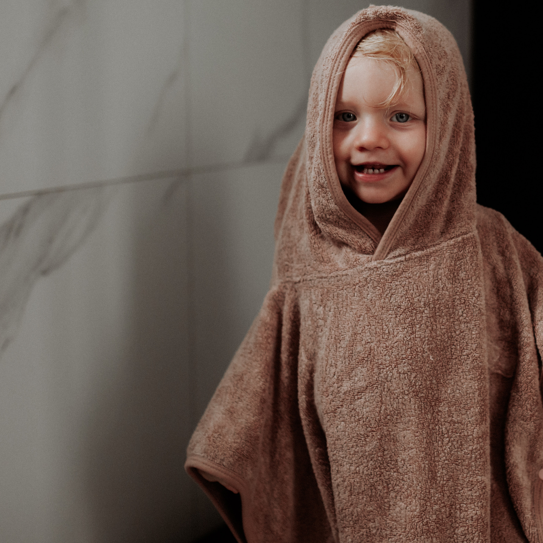 Kids Poncho Hooded Towel - Terracotta