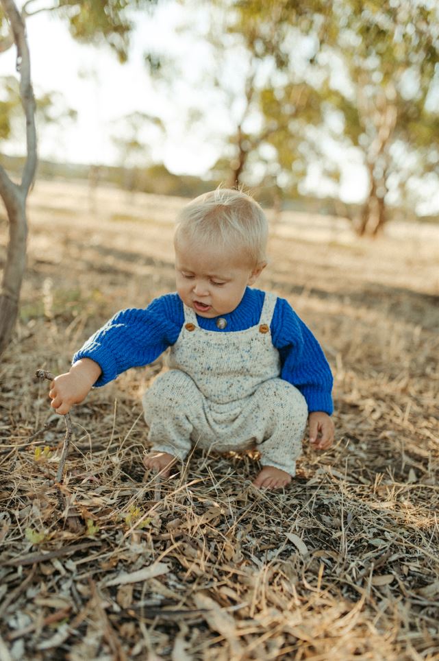Organic Funfetti Knit Overalls - Sea