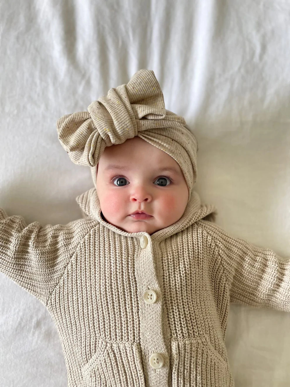 Speckled Rib Oversized Topknot - Macadamia