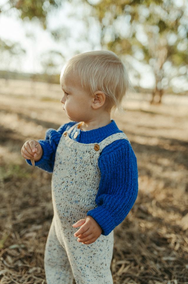 Organic Funfetti Knit Overalls - Sea