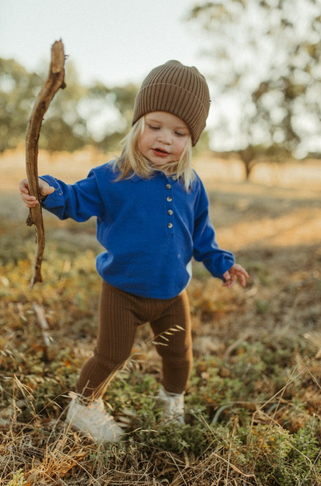 Organic Ribbed Leggings - Espresso | SIZE 0-3M LEFT