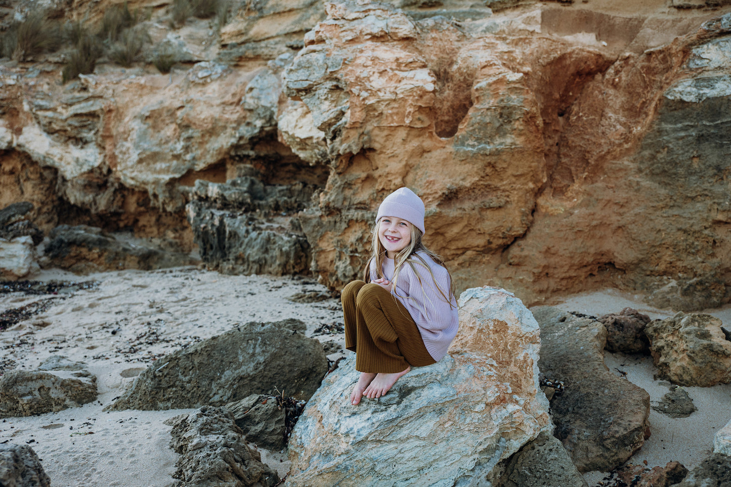 Merino Rib Beanie - Blush