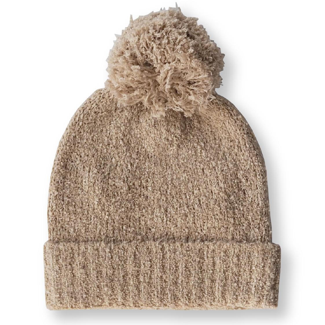 Teddy Boucle Pom Pom Beanie - Stone | SIZE 3-9M LEFT