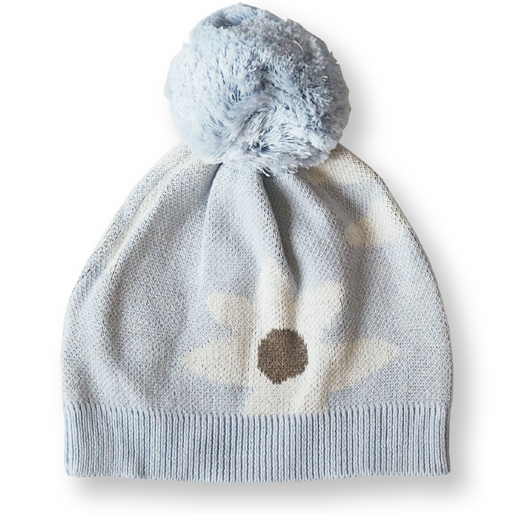 Daisy Dot Beanie - Dusty Sky | SIZE XS LEFT