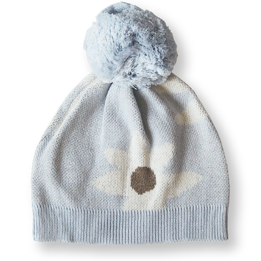 Daisy Dot Beanie - Dusty Sky | SIZE XS LEFT