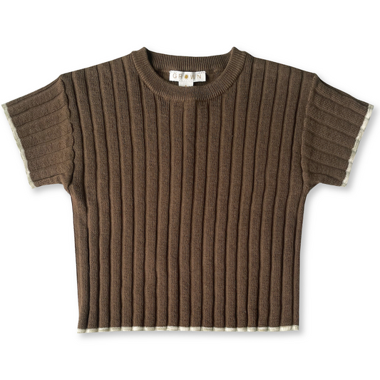 Knitted Rib Tee - Chocolate