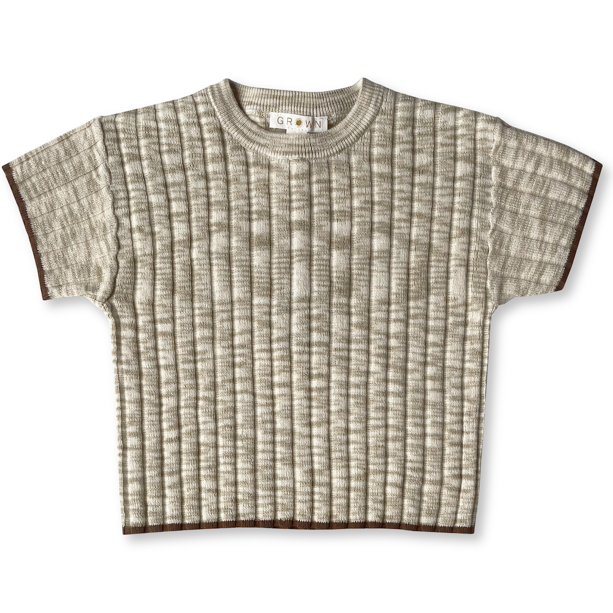 Knitted Rib Tee - Latte