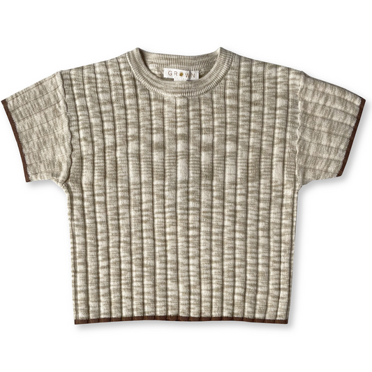 Knitted Rib Tee - Latte