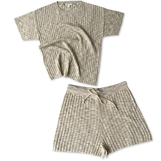 Ladies Knitted Lounge Set - Latte