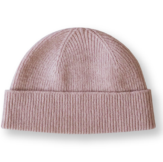Merino Rib Beanie - Blush