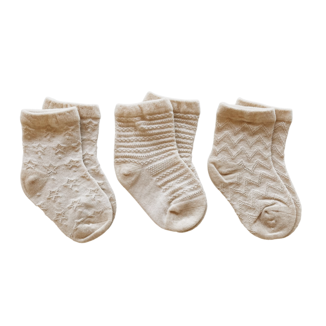 Organic Baby Socks 3 Pack Pattern