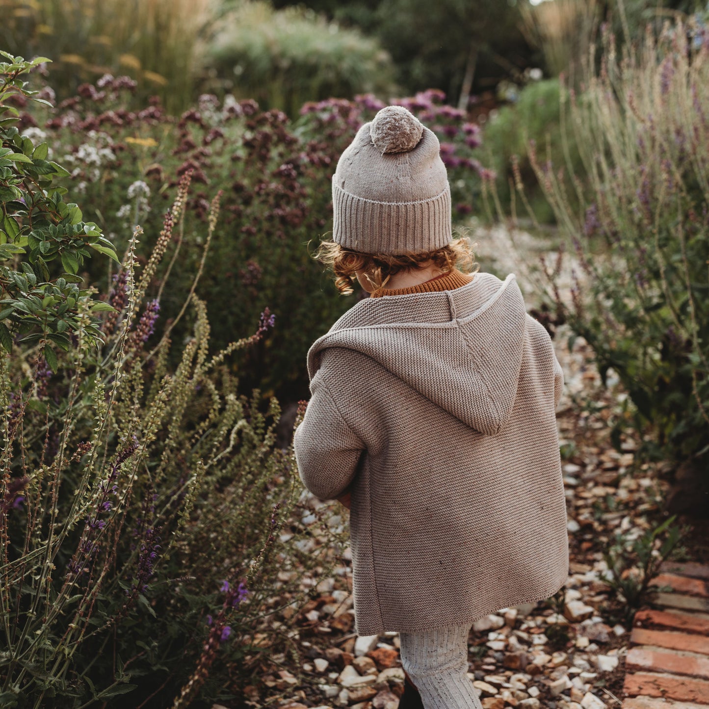 Organic Cotton Hooded Cardigan - Almond Fleck