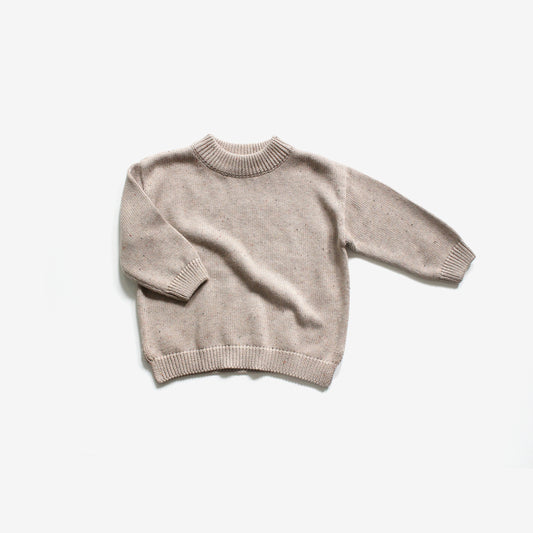 Organic Cotton Knit Jumper - Almond Fleck | 0-3M LEFT