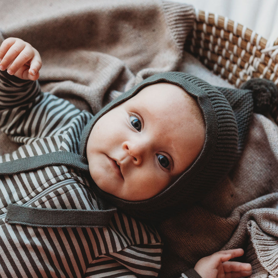 Organic Cotton Knit Bonnet - Dark Moss