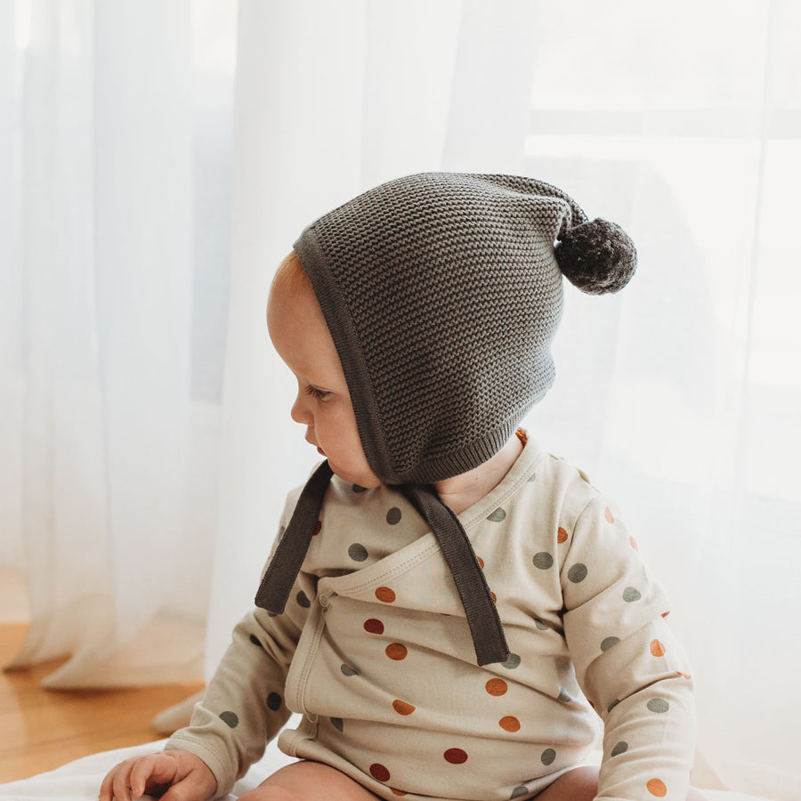 Organic Cotton Knit Bonnet - Dark Moss