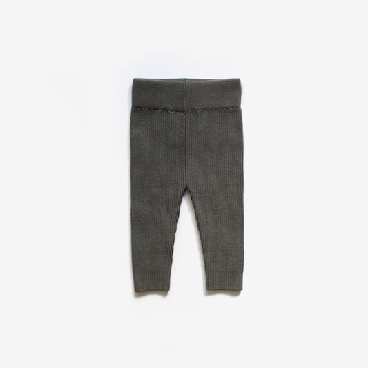 Organic Cotton Rib Knit Leggings - Dark Moss | SIZE 3-6M LEFT