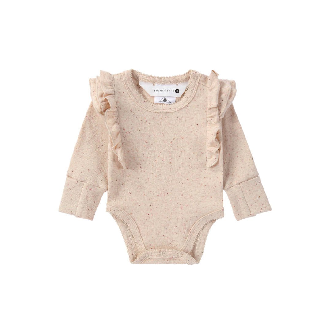 Organic L/S Flutter Suit - Beige Speckled