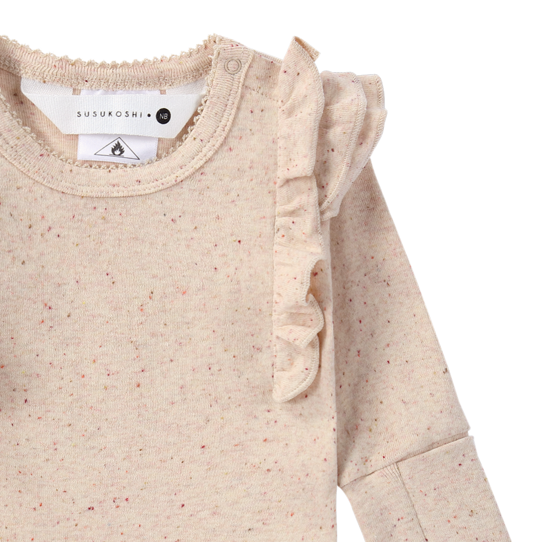 Organic L/S Flutter Suit - Beige Speckled