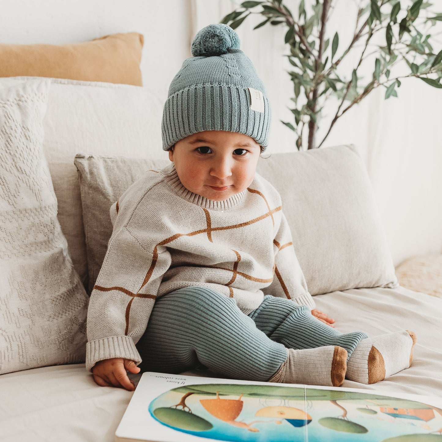 Organic Cotton Knit Jumper - Grid