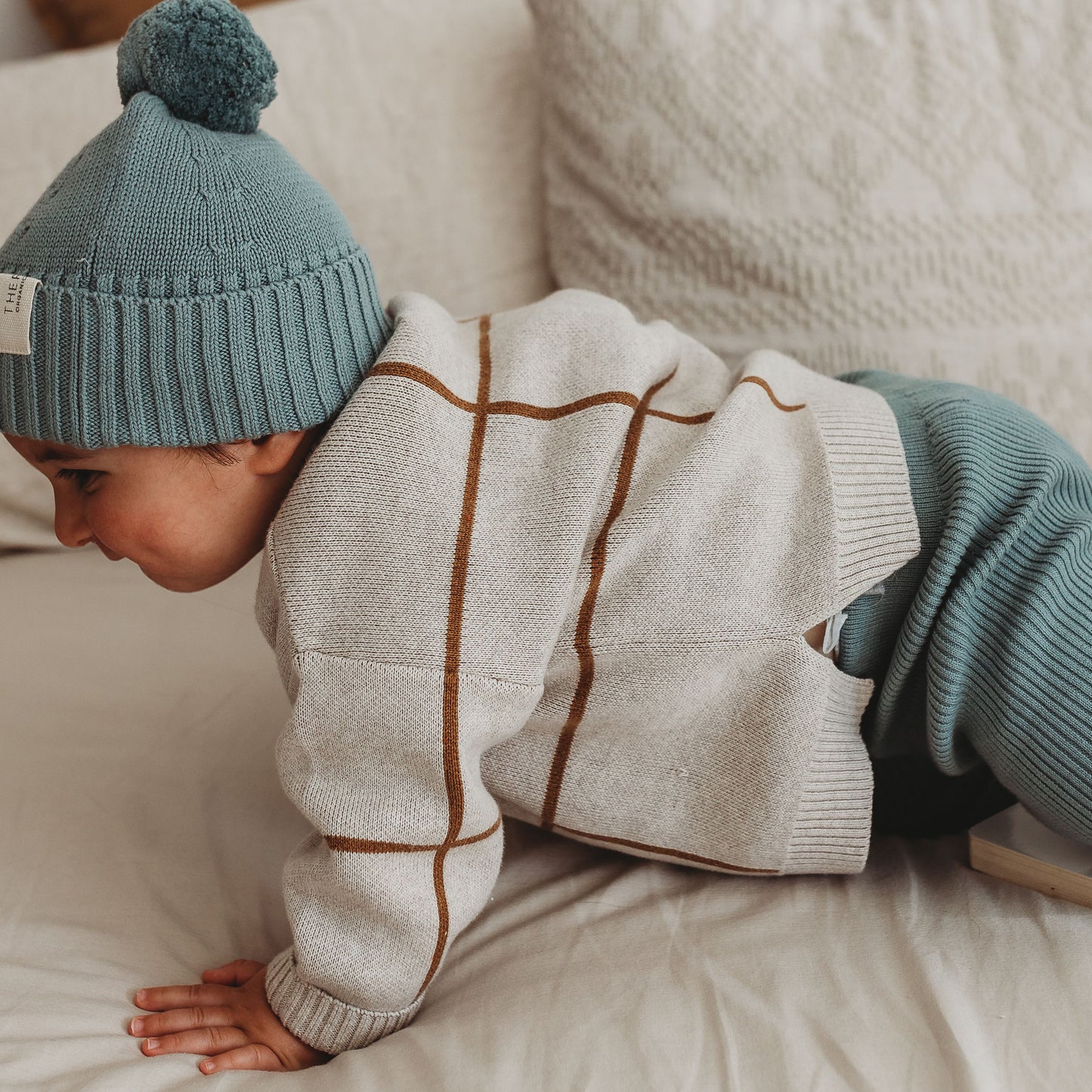 Organic Cotton Knit Jumper - Grid