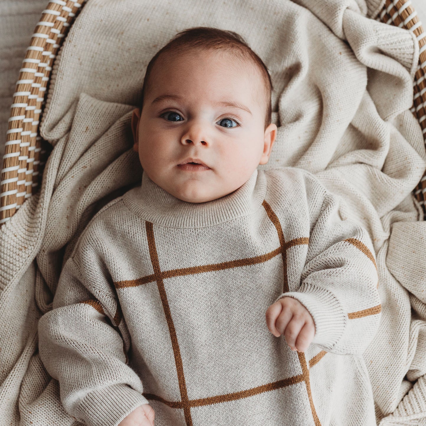 Jacquard Knit Romper - Grid