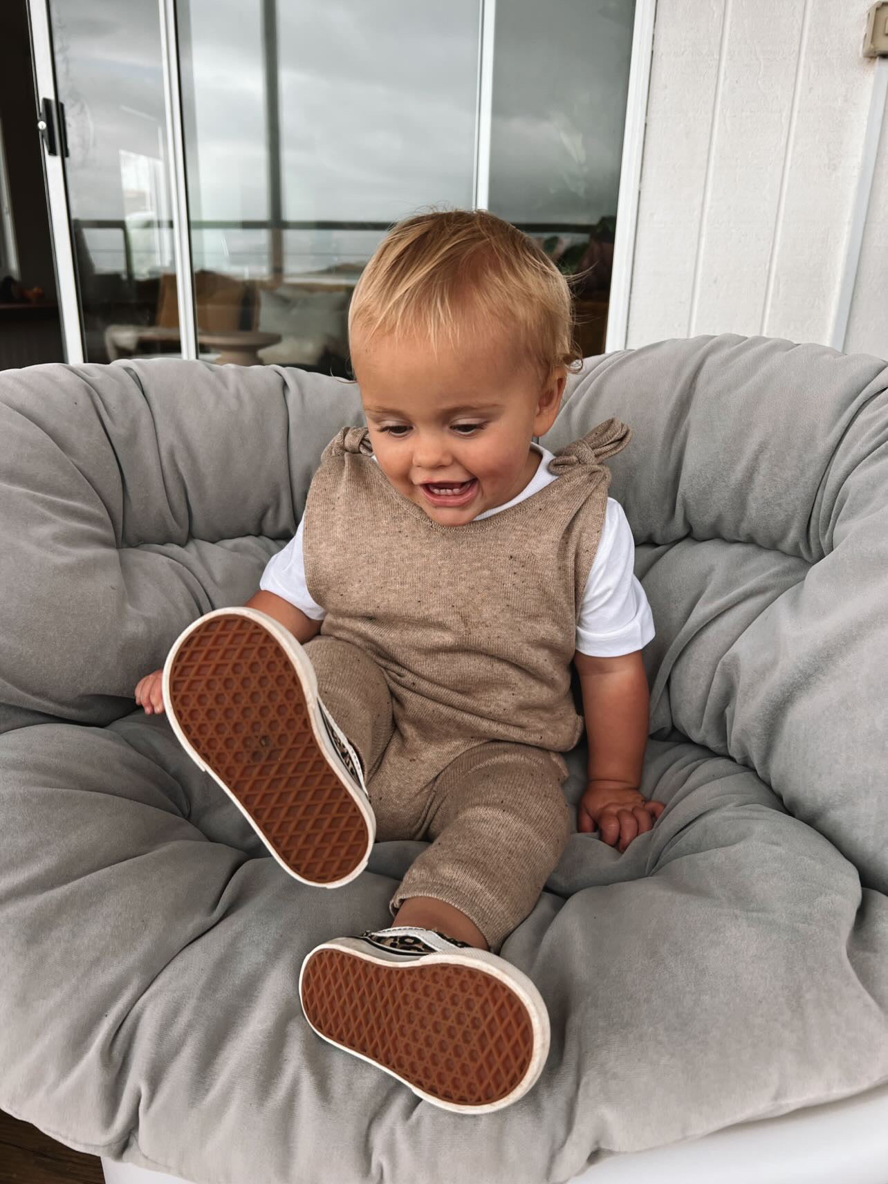 Shoulder Tie Overall - Almond