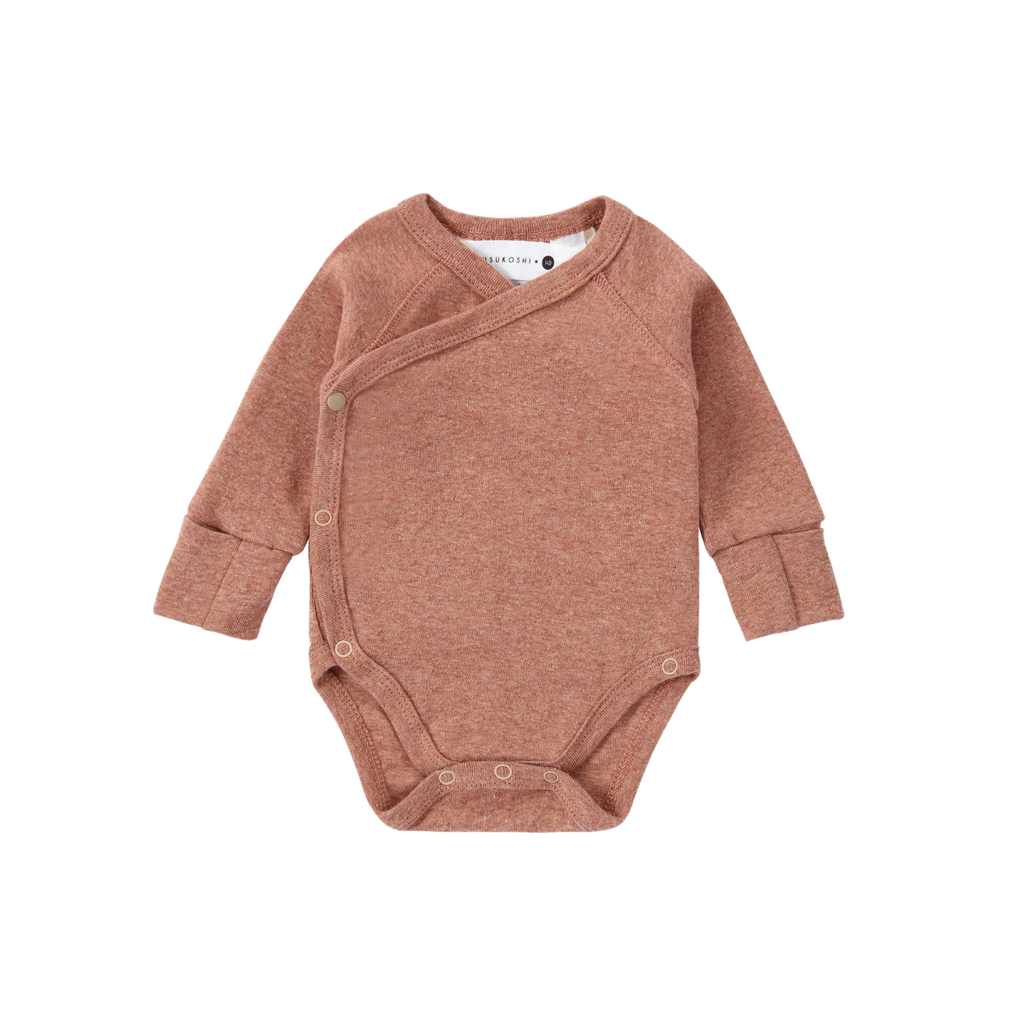 Organic L/S Kimono Bodysuit - Clay Speckled