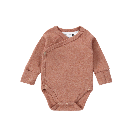 Organic L/S Kimono Bodysuit - Clay Speckled