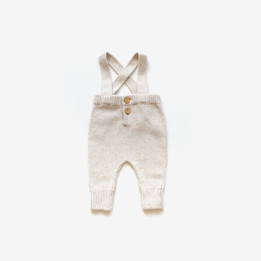 Organic Cotton Knit Dungarees - Oat