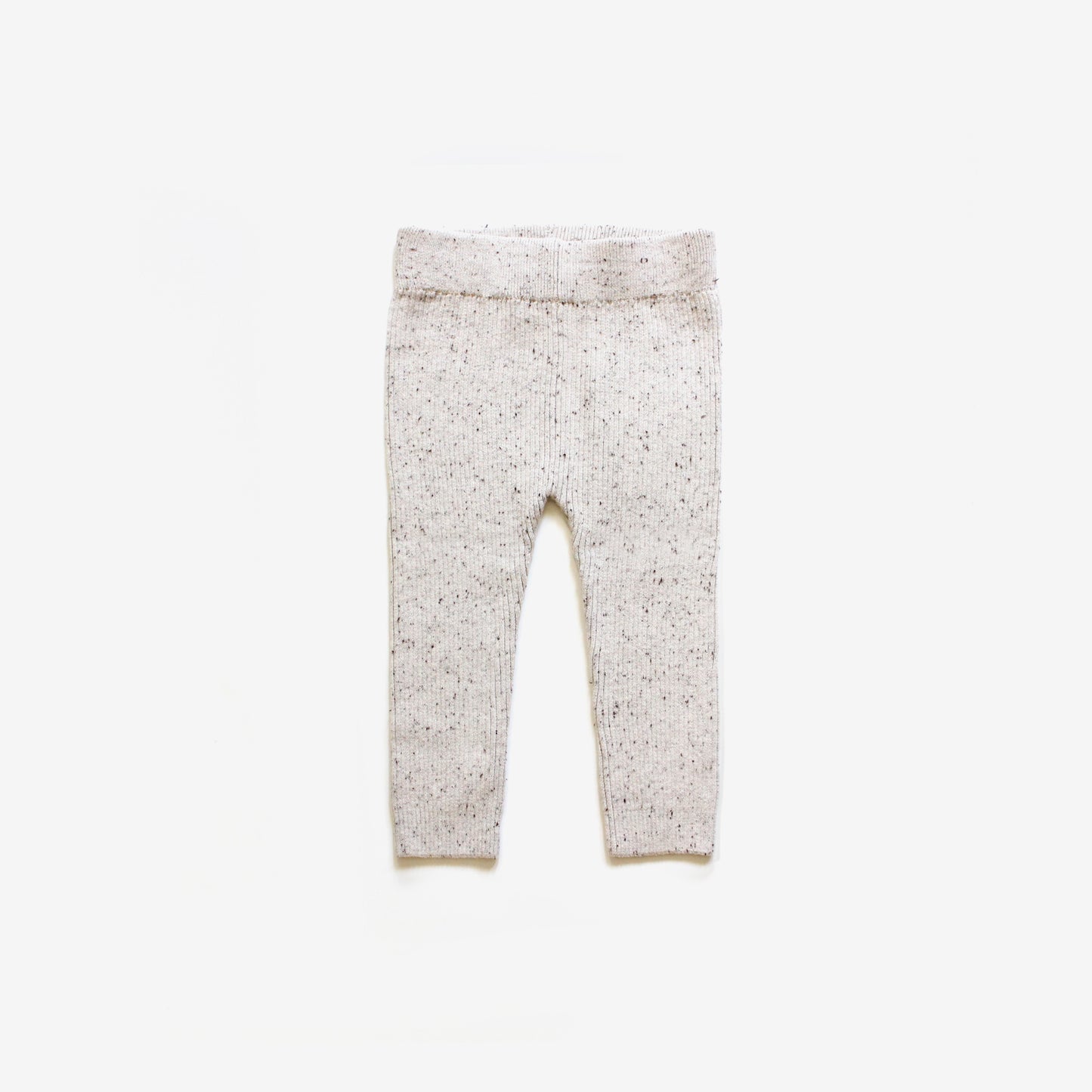 Organic Cotton Rib Knit Leggings - Oatmeal Fleck