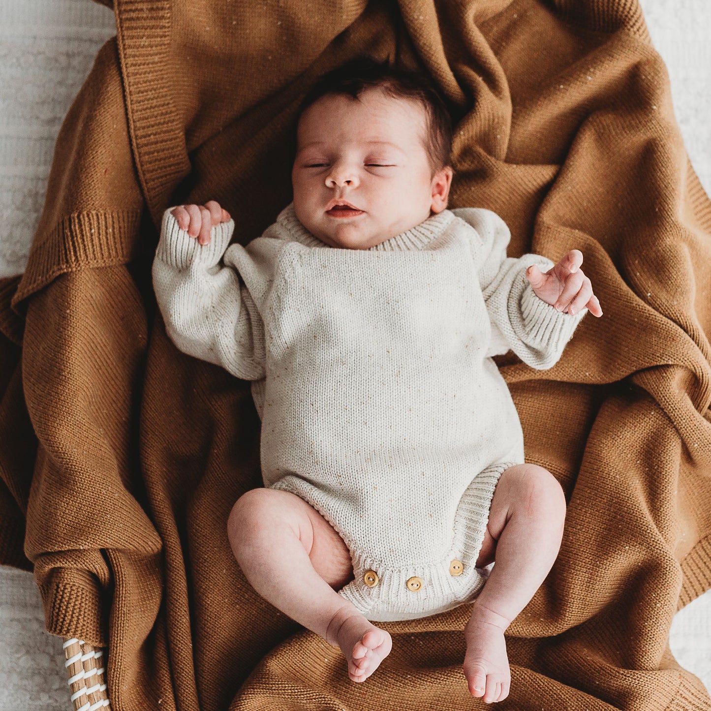 Simple Knit Romper - Oat