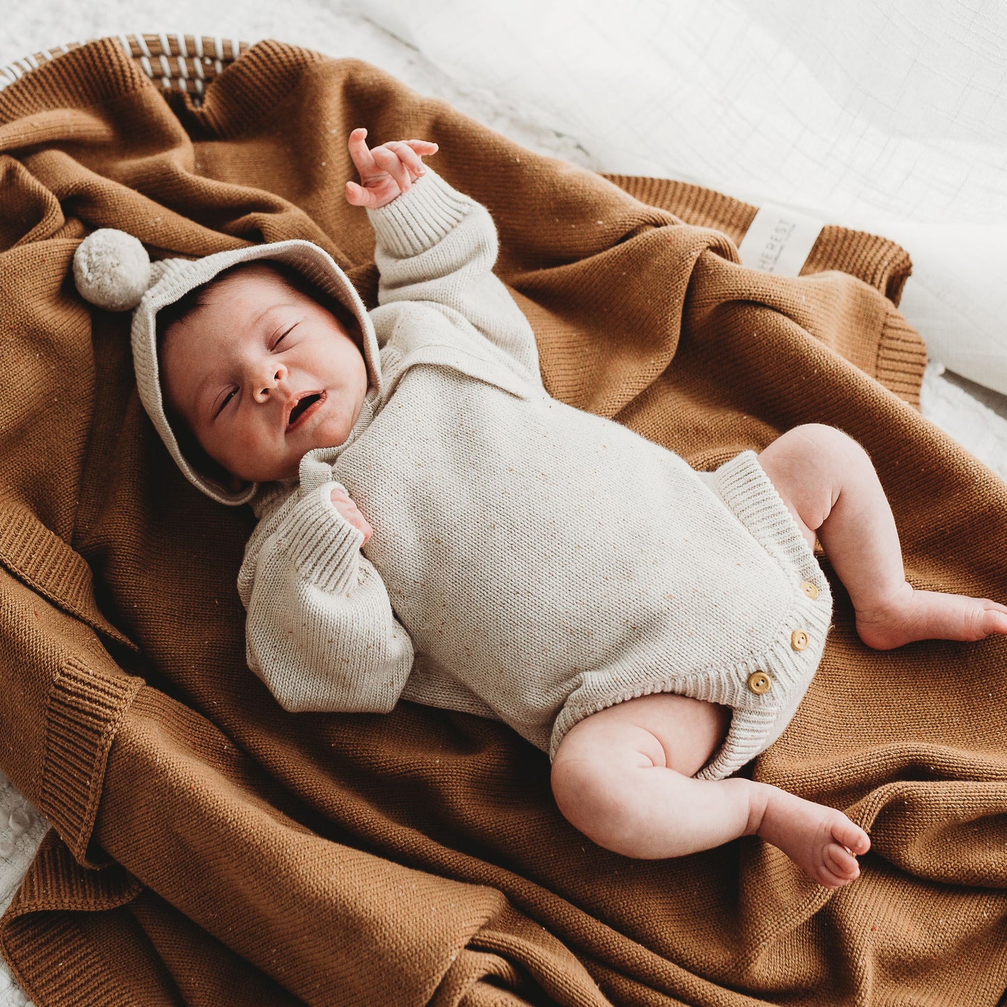 Simple Knit Romper - Oat