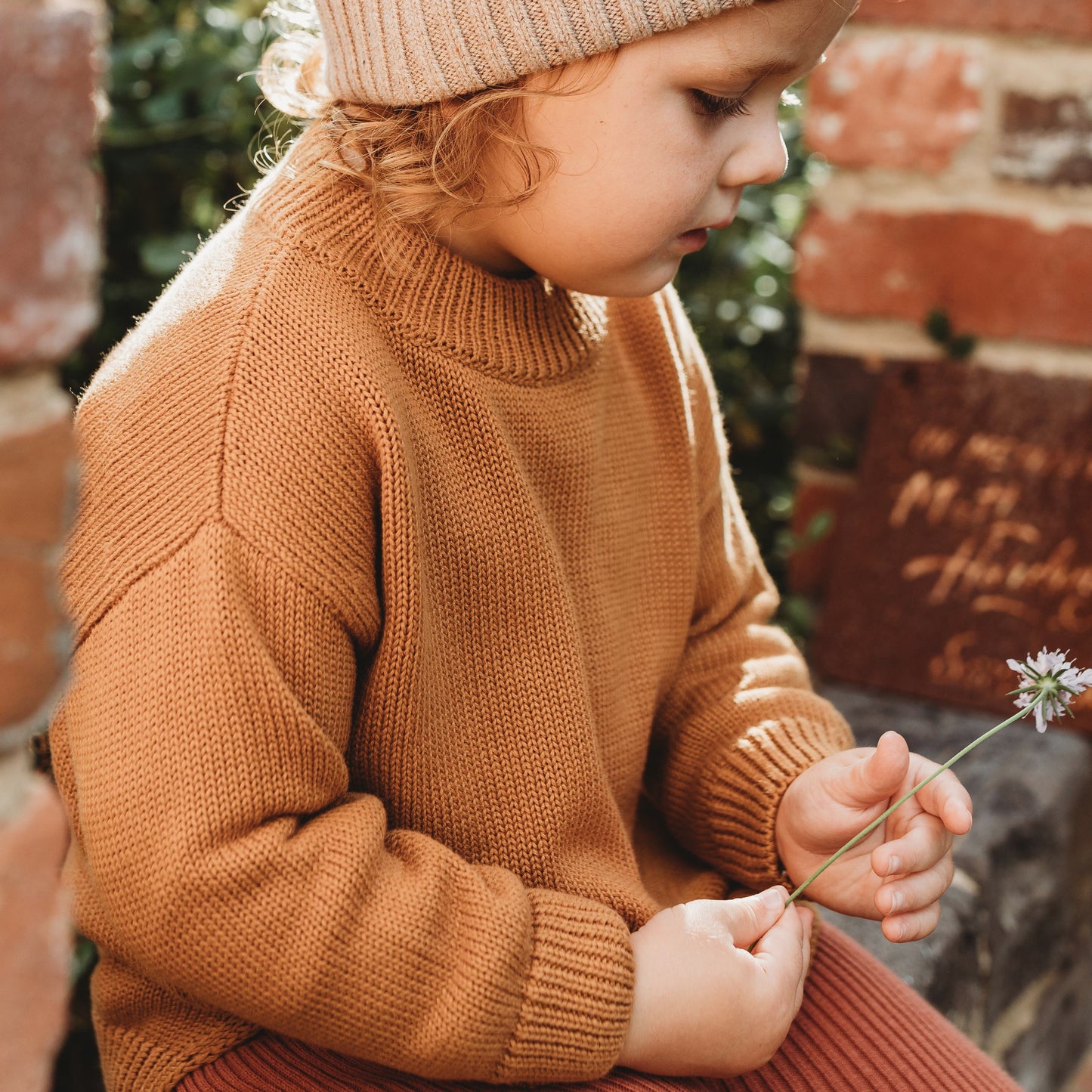 Organic Cotton Knit Jumper - Pecan | SIZE 0-3M LEFT