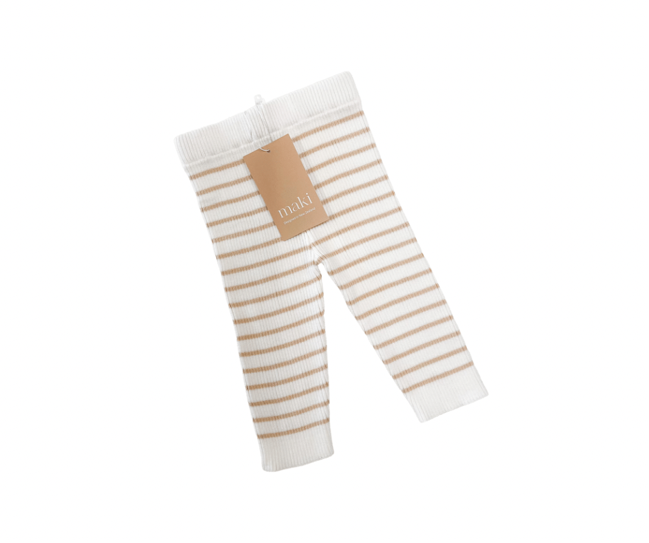 Ribbed Knit Leggings - Oat Stripe | SIZE 18-24M LEFT