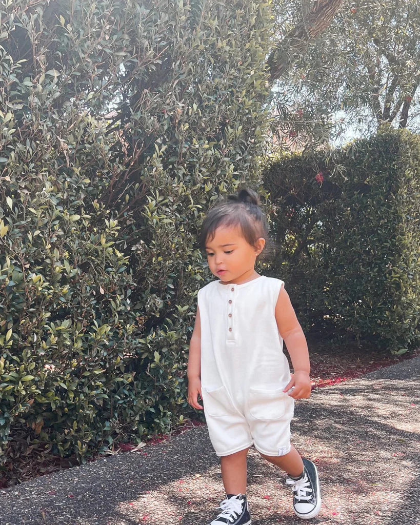 Ribbed Short Romper - White