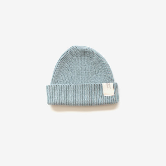 Organic Cotton Rib Beanie - Sky Marle