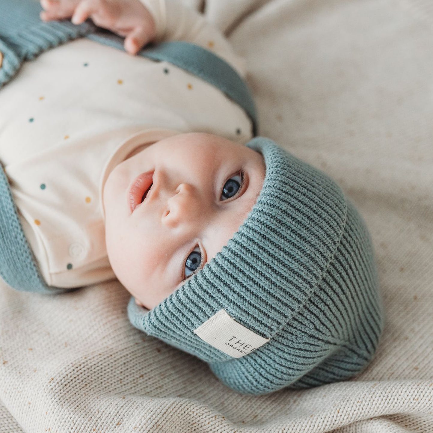 Organic Cotton Rib Beanie - Sky Marle