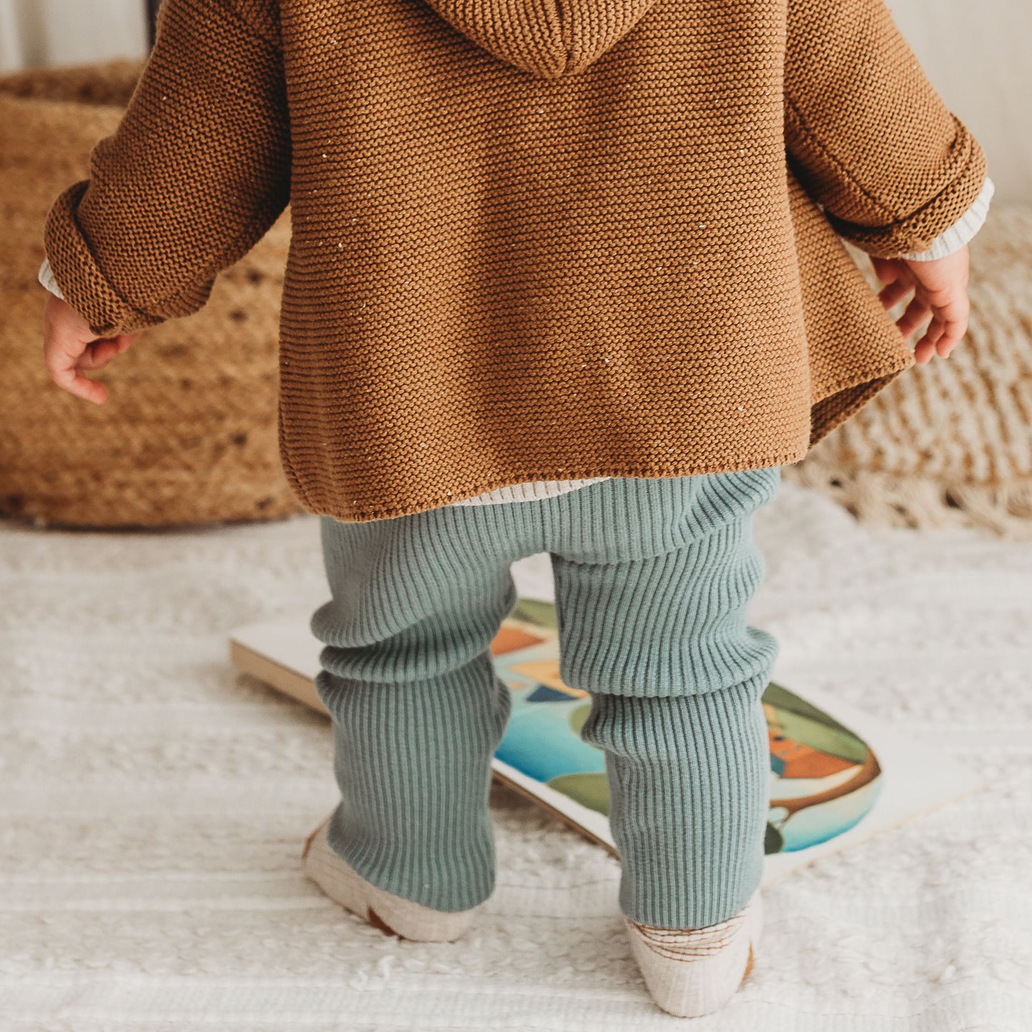 Organic Cotton Rib Knit Leggings - Sky Marle