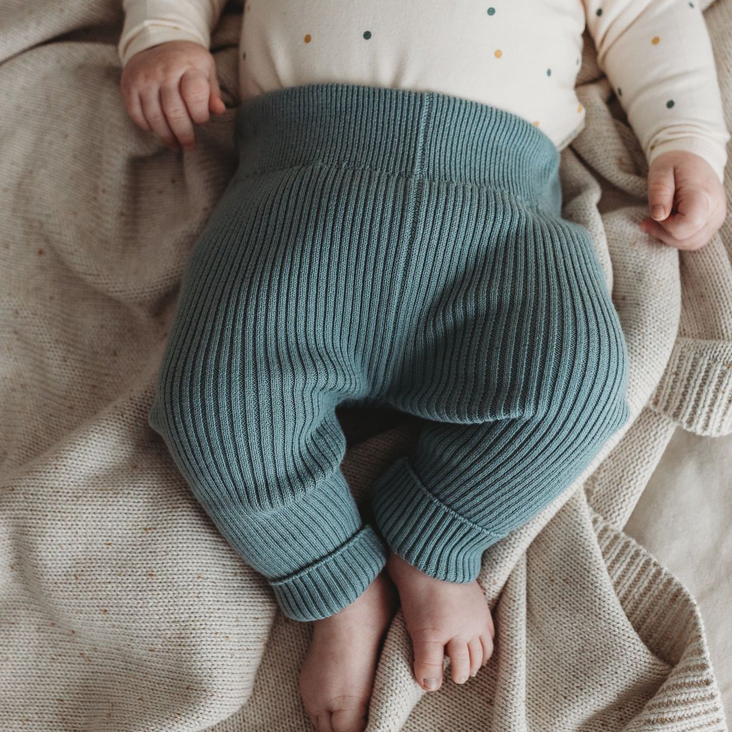 Organic Cotton Rib Knit Leggings - Sky Marle