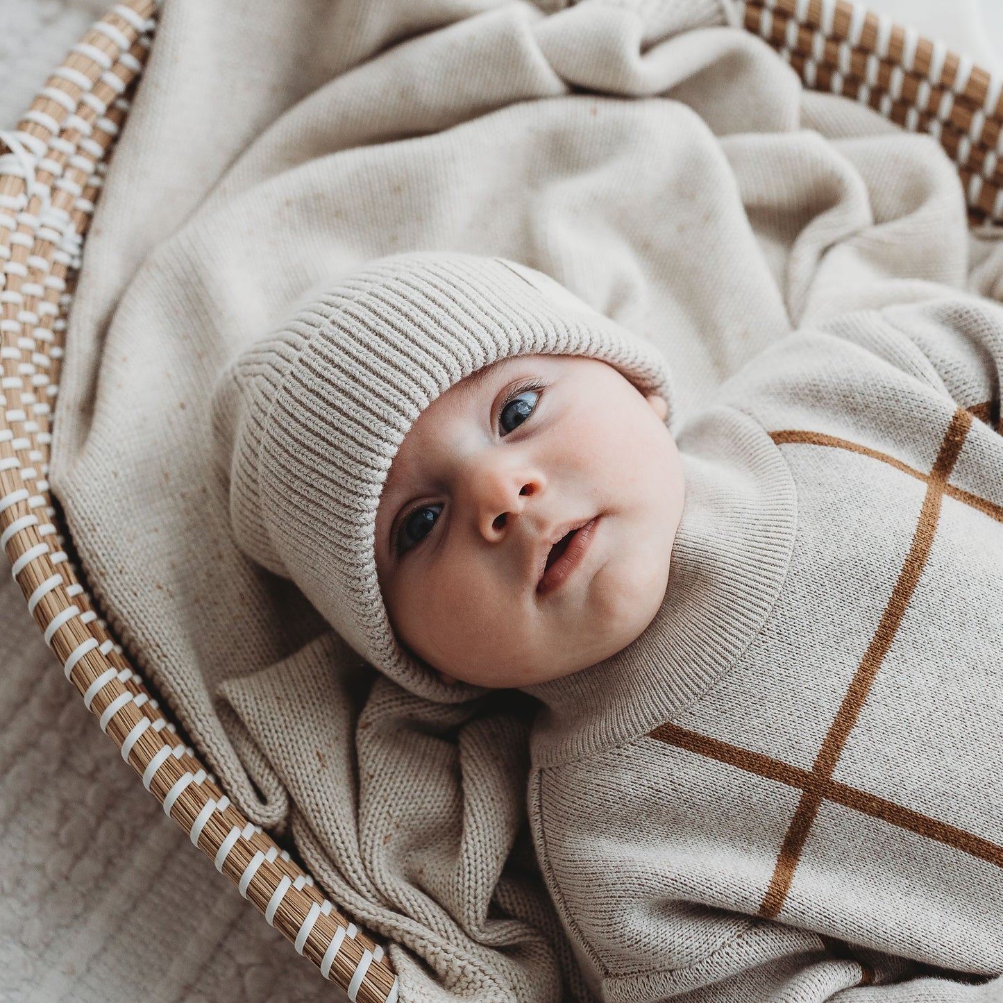Organic Cotton Rib Beanie - Stone Marle