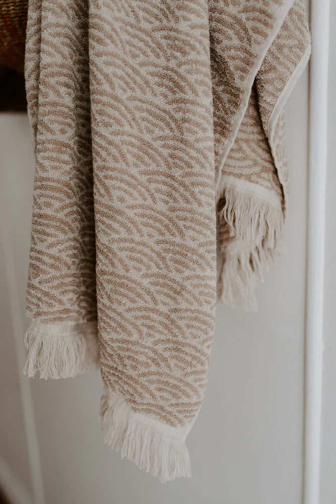 Shell Stitch Organic Hooded Towel - Beige