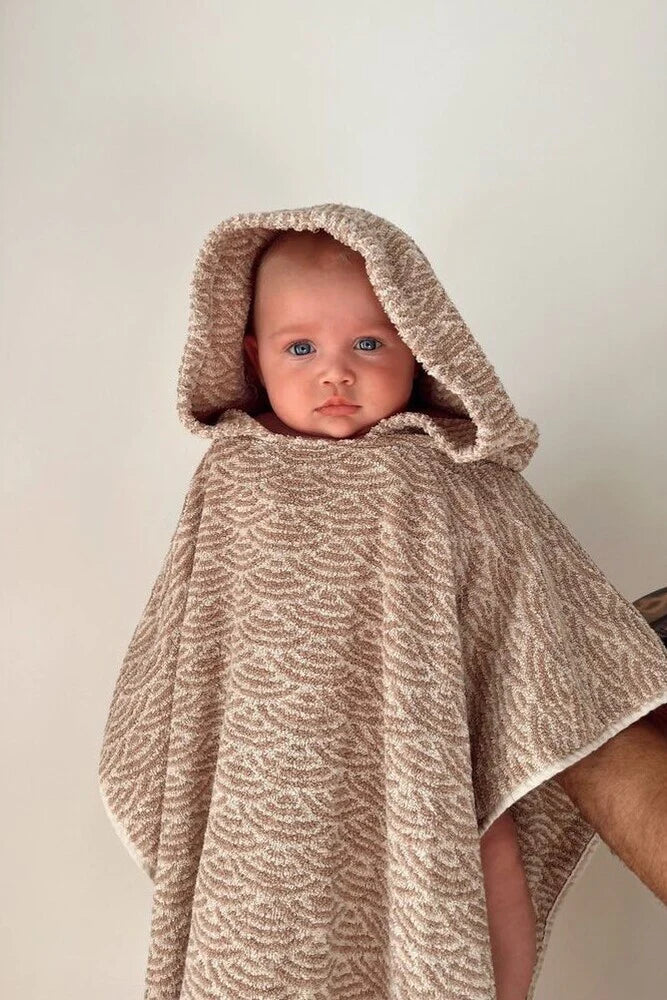 Shell Stitch Organic Hooded Towel - Beige