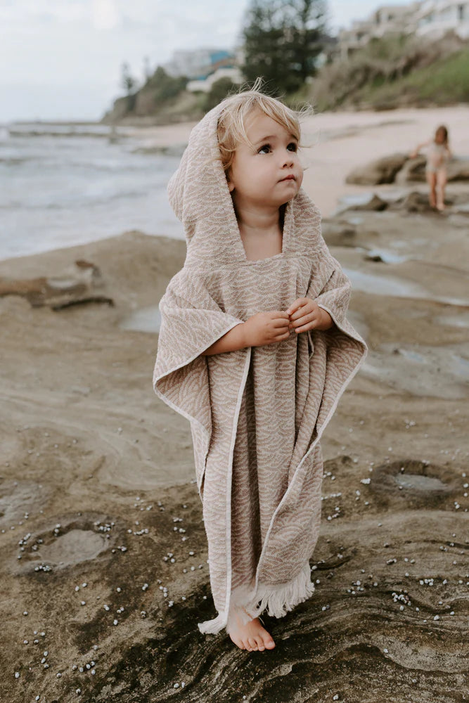 Shell Stitch Organic Hooded Towel - Beige